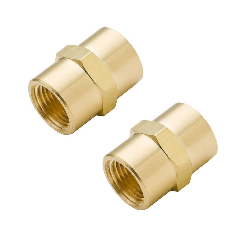 Legines Brass 3/8" NPT Female Ã— 3/8" NPT Female Coupling Coupler Hex Head Pipe Fitting 1200psi (2pcs) - Image 1